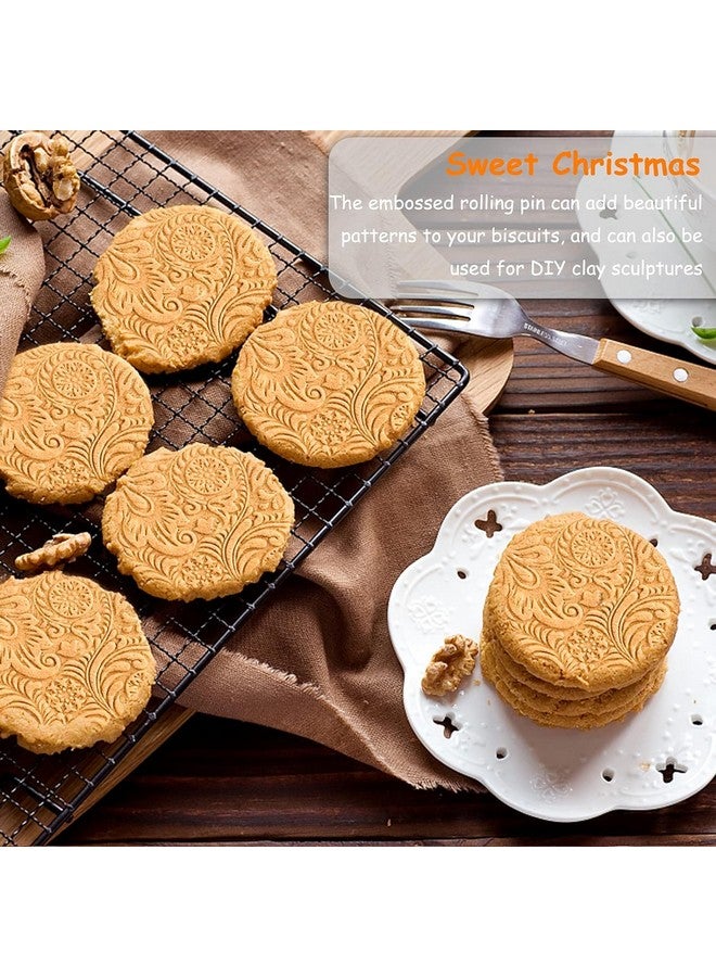 EVERMARKET Embossed Wooden Rolling Pin for Baking,Evermarket Deep Engraved Embossing Rolling Pin with Christmas Snowflake Flower Design for Baking Embossed Cookies,Cute Kitchen Decor DIY Tool for Kids and Adults - Image 4