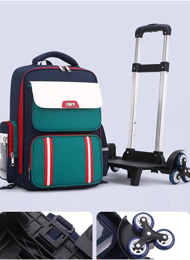 Generic - Rolling Backpack for Kids Solid Color Trolley Bookbags Elementary School Students Schoolbag - Image 1