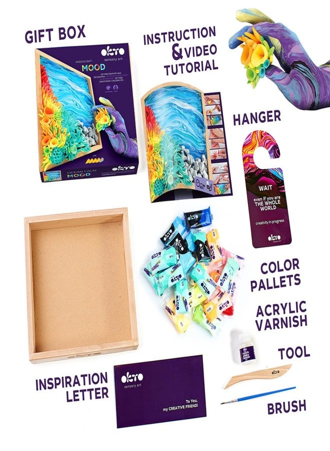 OKTO Ocean Calm DIY 3D Painting, 21x21cm Air Dry Clay Kit - Ideal Crafts for Adults and Kids, Perfect for Creative Art Projects and Home Décor Ocean Calm - Image 2
