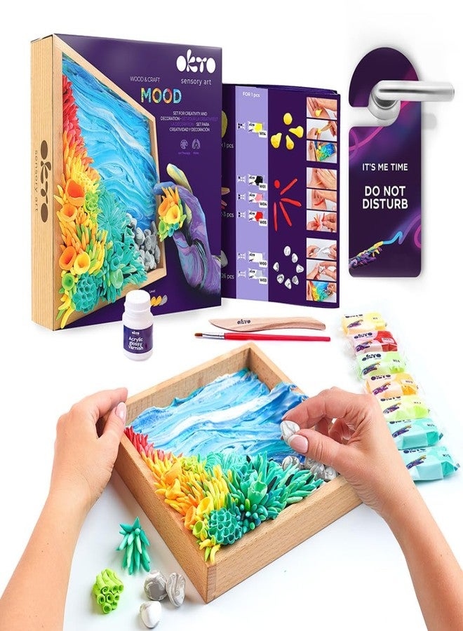 OKTO Ocean Calm DIY 3D Painting, 21x21cm Air Dry Clay Kit - Ideal Crafts for Adults and Kids, Perfect for Creative Art Projects and Home Décor Ocean Calm - Image 1