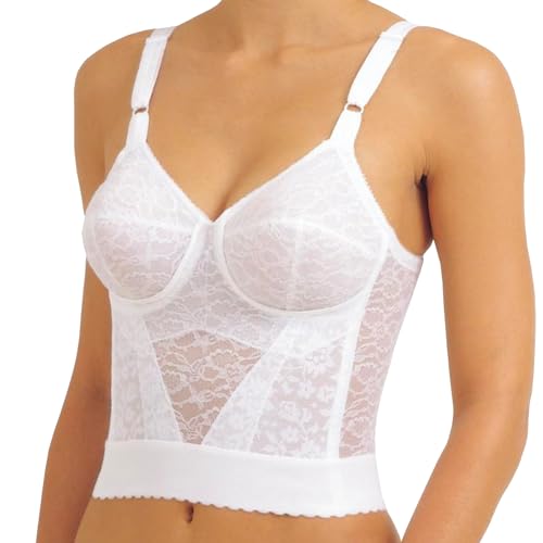 Rago 2202 Longline Wireless Bra | Extra-Firm Shapewear Support | Made in USA | Expandable Cups & Posture Back | White 48DD - Image 1