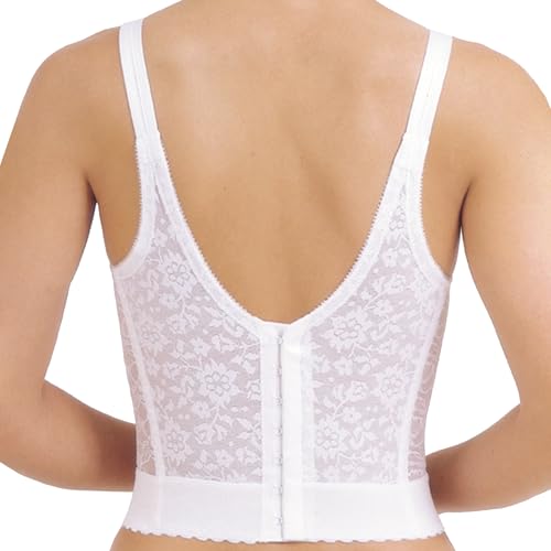 Rago 2202 Longline Wireless Bra | Extra-Firm Shapewear Support | Made in USA | Expandable Cups & Posture Back | White 48DD - Image 2