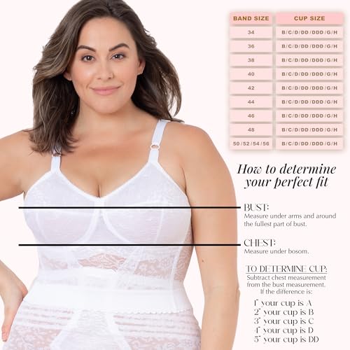 Rago 2202 Longline Wireless Bra | Extra-Firm Shapewear Support | Made in USA | Expandable Cups & Posture Back | White 48DD - Image 3