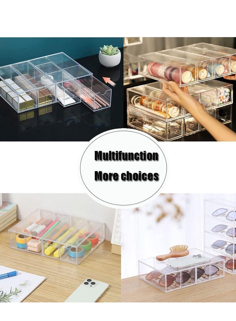Sunglasses Case Storage Box with 4 Clear Divided Drawers Stackable Sunglasses Organizer Makeup Display Organizer for Sunglasses - Image 5