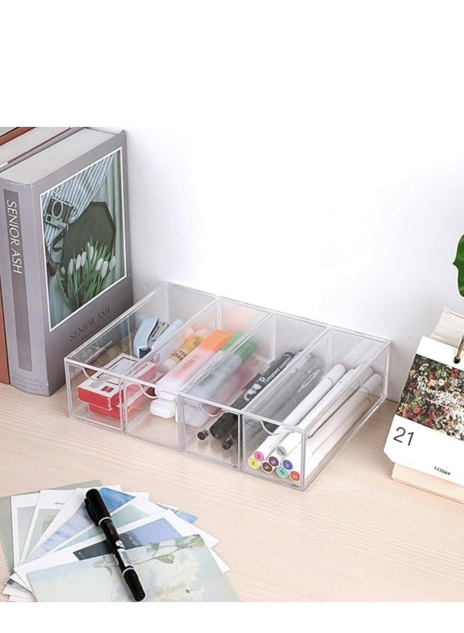 Sunglasses Case Storage Box with 4 Clear Divided Drawers Stackable Sunglasses Organizer Makeup Display Organizer for Sunglasses - Image 4