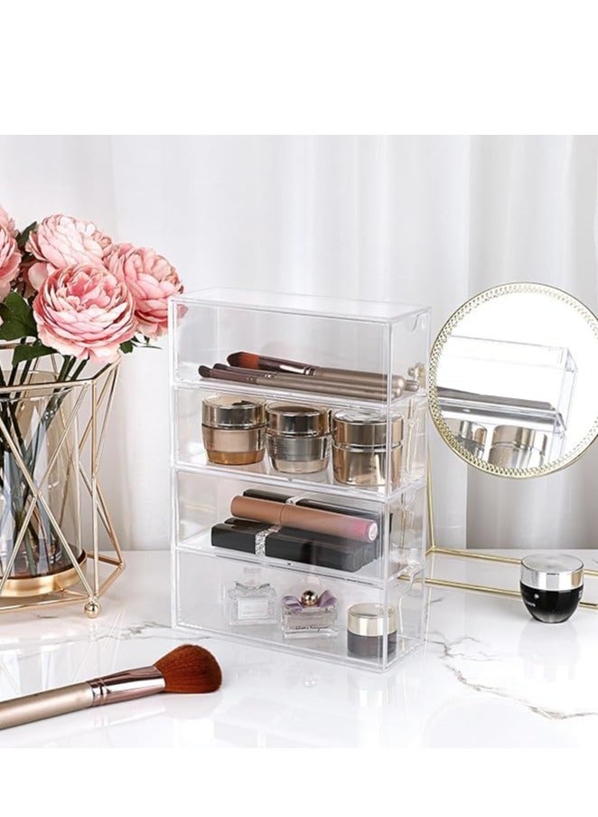 Sunglasses Case Storage Box with 4 Clear Divided Drawers Stackable Sunglasses Organizer Makeup Display Organizer for Sunglasses - Image 3