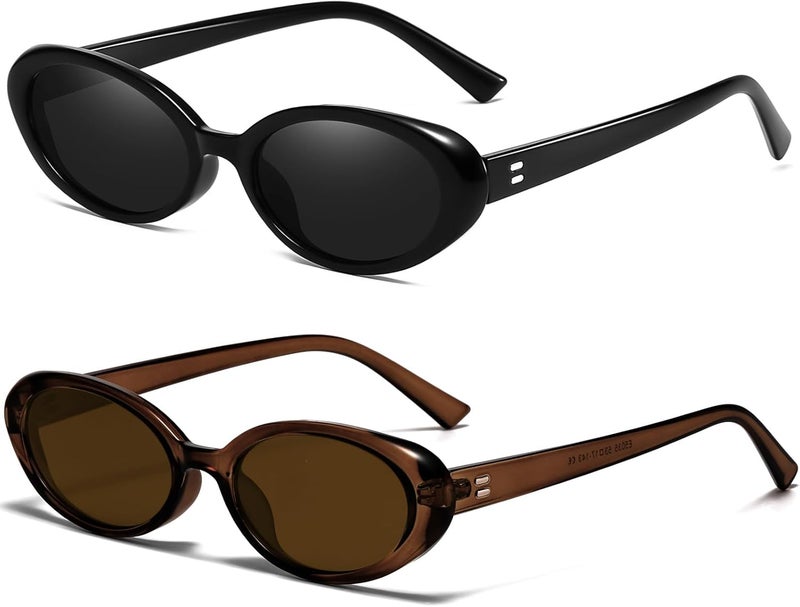 Breaksun Retro Oval Sunglasses for Women Men Fashion Small Oval Sunglasses 90s Vintage Shades - Image 1