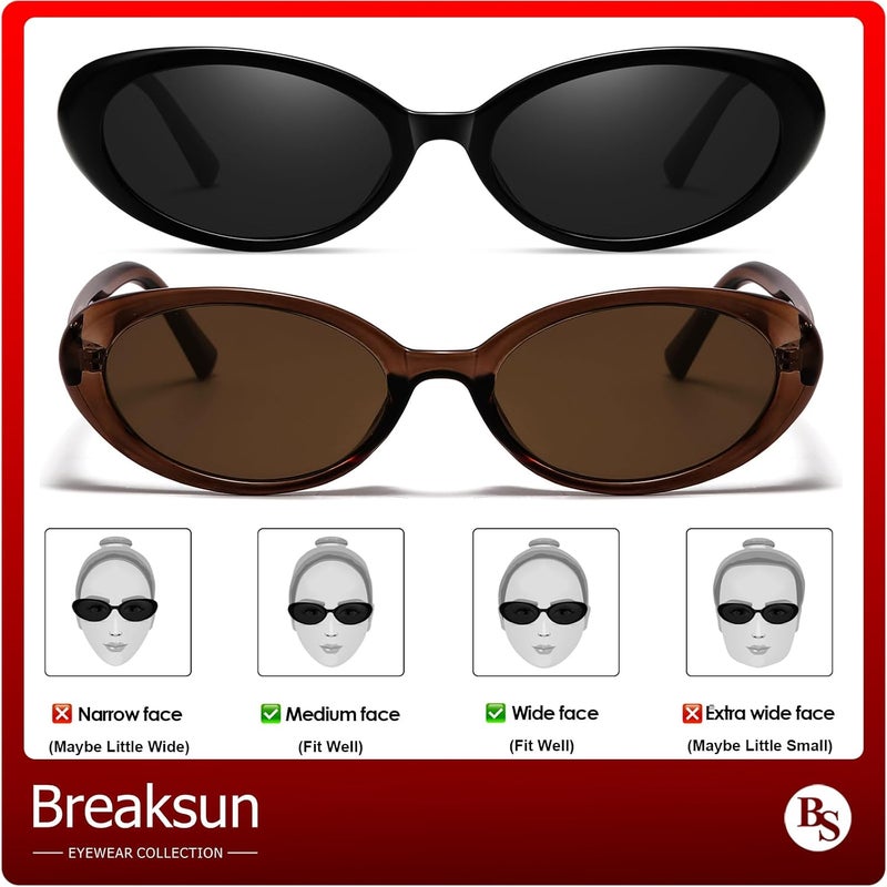 Breaksun Retro Oval Sunglasses for Women Men Fashion Small Oval Sunglasses 90s Vintage Shades - Image 4