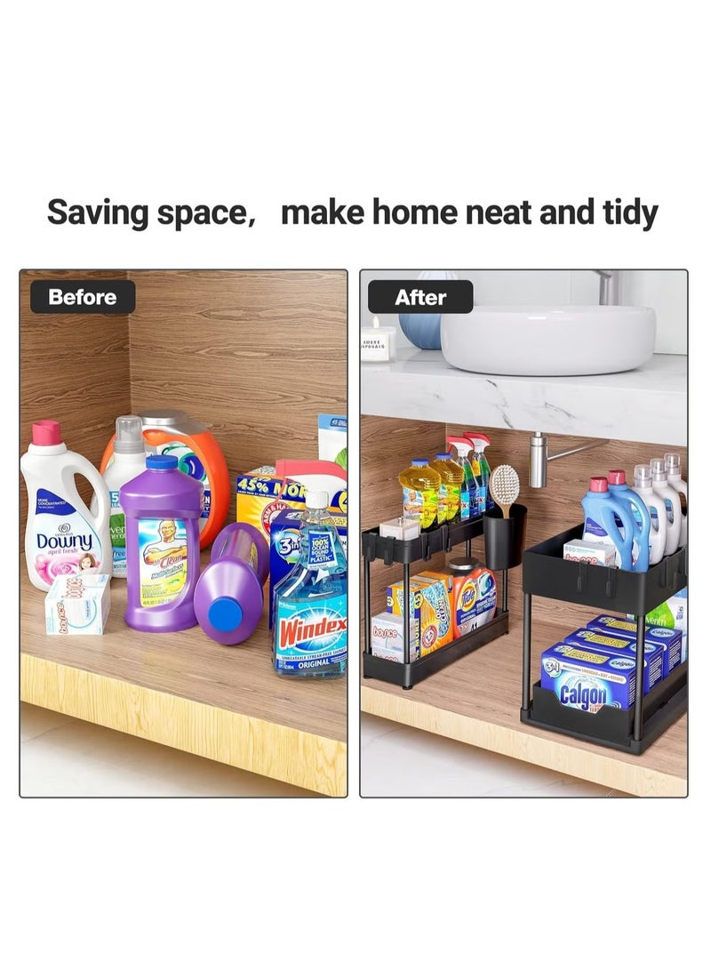 RATSAW Under Sliding Cabinet Basket Organizer 2 Tier Storage Under Cabinet Bathroom Under Sink Organizers and Storage  - Image 4