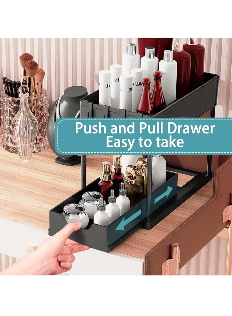 RATSAW Under Sliding Cabinet Basket Organizer 2 Tier Storage Under Cabinet Bathroom Under Sink Organizers and Storage  - Image 3
