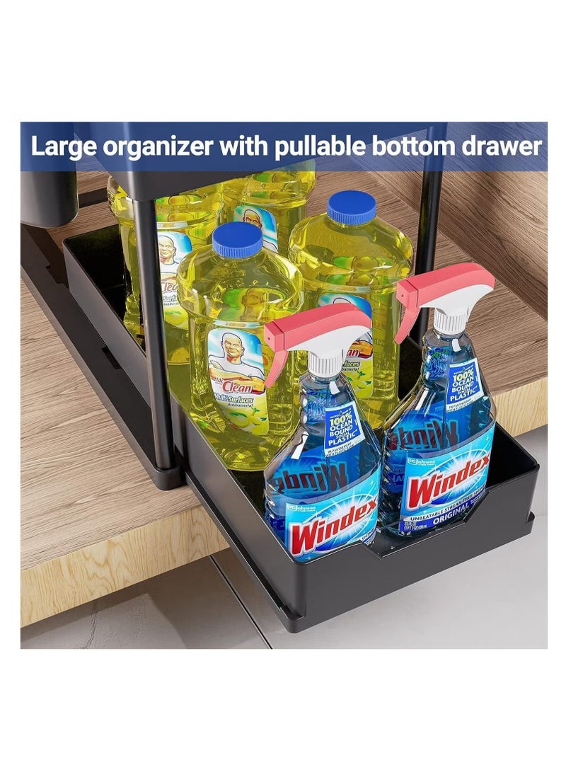 RATSAW Under Sliding Cabinet Basket Organizer 2 Tier Storage Under Cabinet Bathroom Under Sink Organizers and Storage  - Image 5