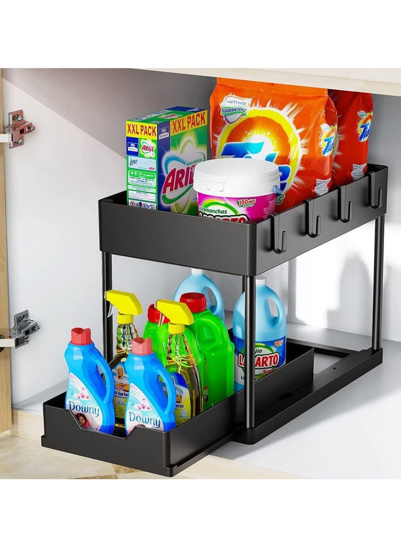 RATSAW Under Sliding Cabinet Basket Organizer 2 Tier Storage Under Cabinet Bathroom Under Sink Organizers and Storage  - Image 1