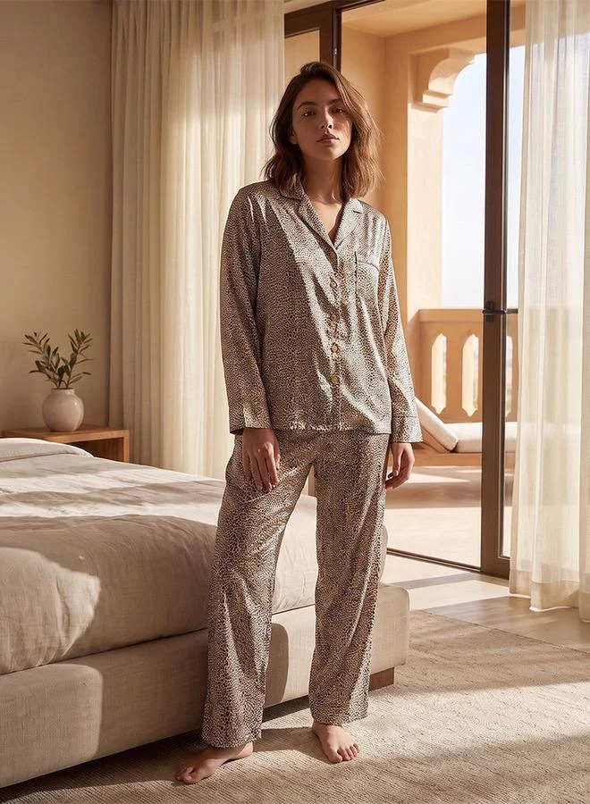 Splash FAV Fav Animal Print Shirt and Pyjama Set