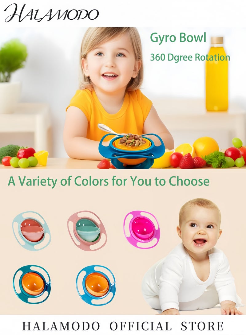 Halamodo 360° Rotating Spill-Proof Toddler Bowl with Lid Gyroscopic Bowl Design Leak-Proof BPA-Free Plastic Safe for Babies and Kids Travel-Friendly and Dishwasher Safe - Image 2