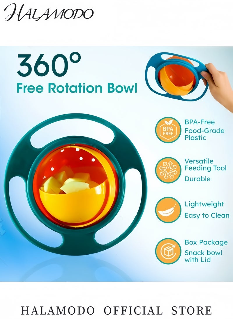 Halamodo 360° Rotating Spill-Proof Toddler Bowl with Lid Gyroscopic Bowl Design Leak-Proof BPA-Free Plastic Safe for Babies and Kids Travel-Friendly and Dishwasher Safe - Image 5