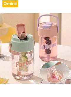 Ominii Portable Double-Layer Water bottle, 600ml Large Capacity, One-Click Lid Design, Leak-Proof Straw, Heat-Resistant BPA-Free, A Must-Have for Sports and Travel  - Image 3