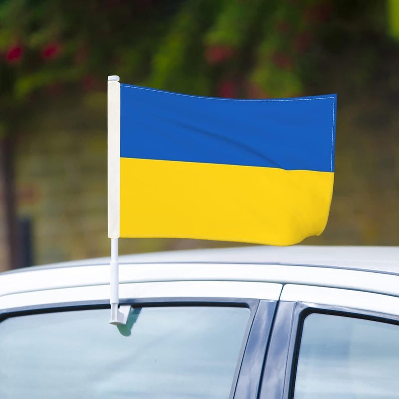 klarako I Stand With Ukraine Car Flag 12x18 Ukraine Car Window Flag Banners Ukrainain Nation Flag Double Sided Fade Resistant Ukrainain Flag For Patriotic Sports Events Parades (2pcs) - Image 1