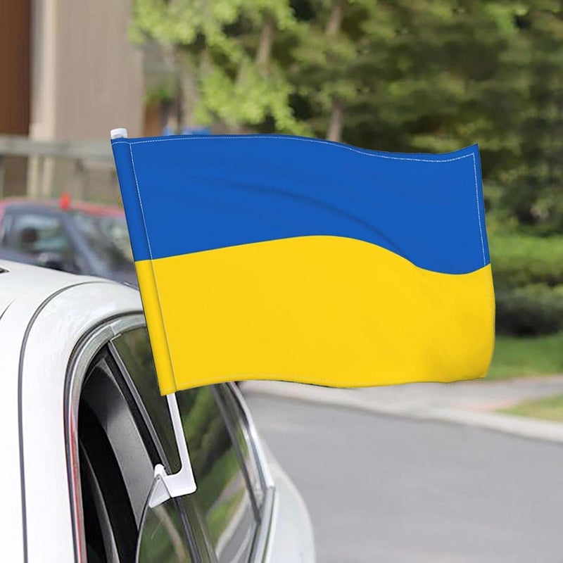 klarako I Stand With Ukraine Car Flag 12x18 Ukraine Car Window Flag Banners Ukrainain Nation Flag Double Sided Fade Resistant Ukrainain Flag For Patriotic Sports Events Parades (2pcs) - Image 4