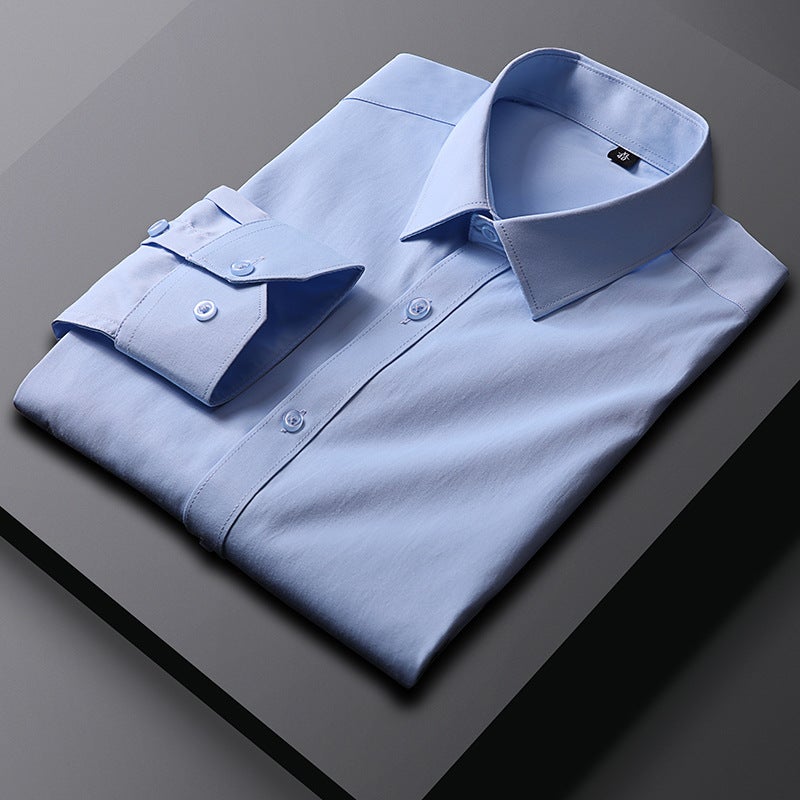 Spring Long Sleeve Mens Formal Work Shirt 0535-1 White  - Image 3