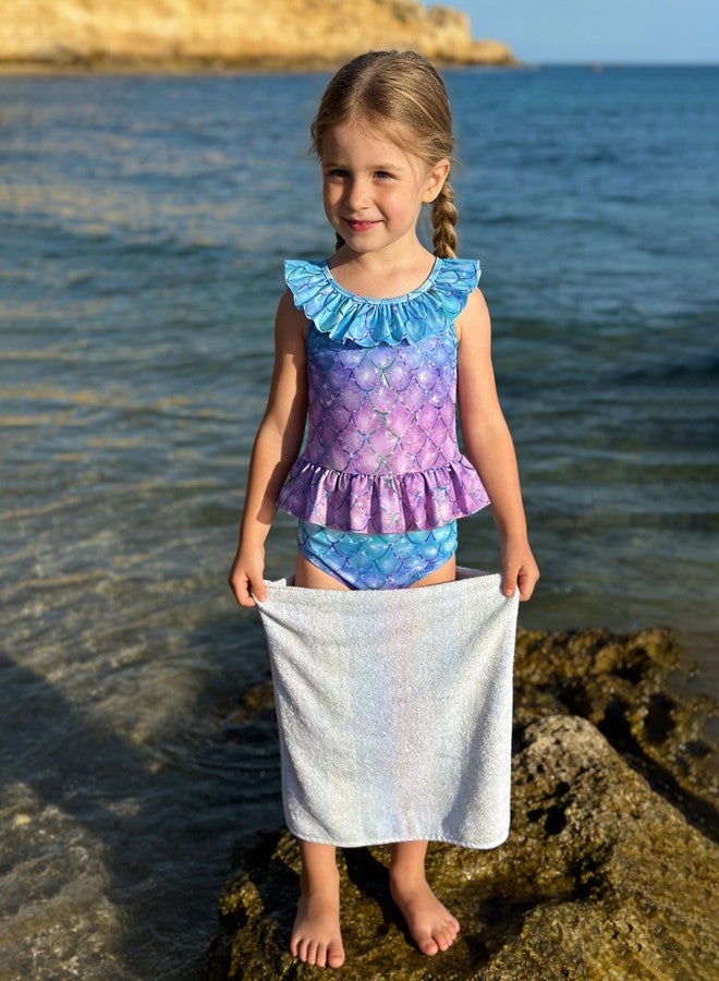 Redair Kids Toddler Baby Girl Mermaid Swimsuits Ruffle Butts Swimwear Bikini Set Bottom Hem Design U-Shaped Hollowed Out Back with Bow Tie Baby Girl Swimsuit 3t - Image 2
