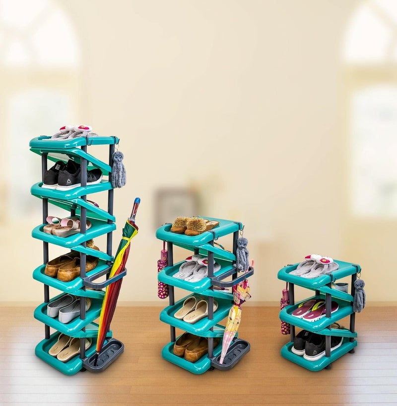 Sixfire 5 Tier Shoe Rack Modern Adjustable Stackable Shoe Storage Organizer for Bedroom Entryway Living Room Multi Color Plastic - Image 3