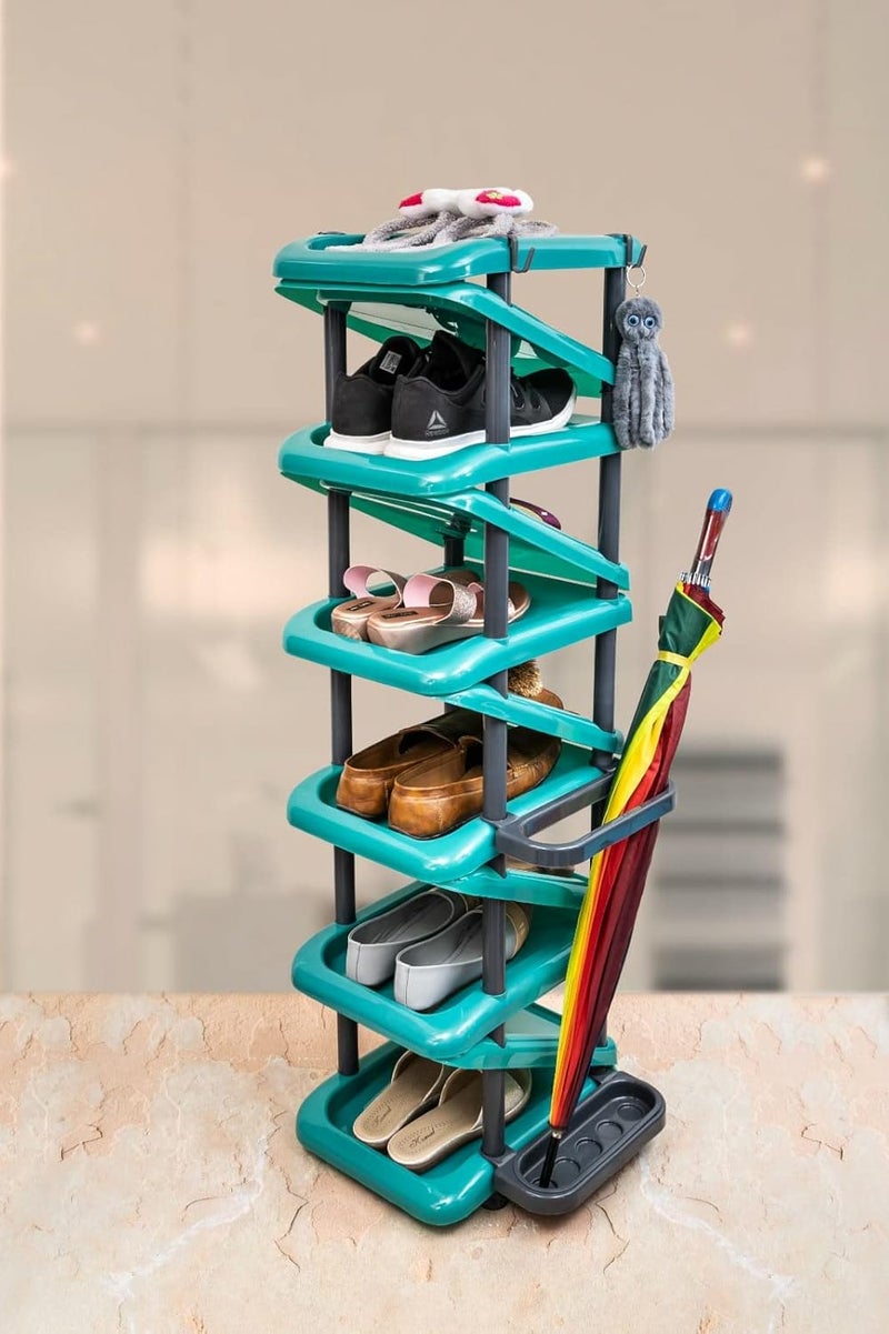 Sixfire 5 Tier Shoe Rack Modern Adjustable Stackable Shoe Storage Organizer for Bedroom Entryway Living Room Multi Color Plastic - Image 4