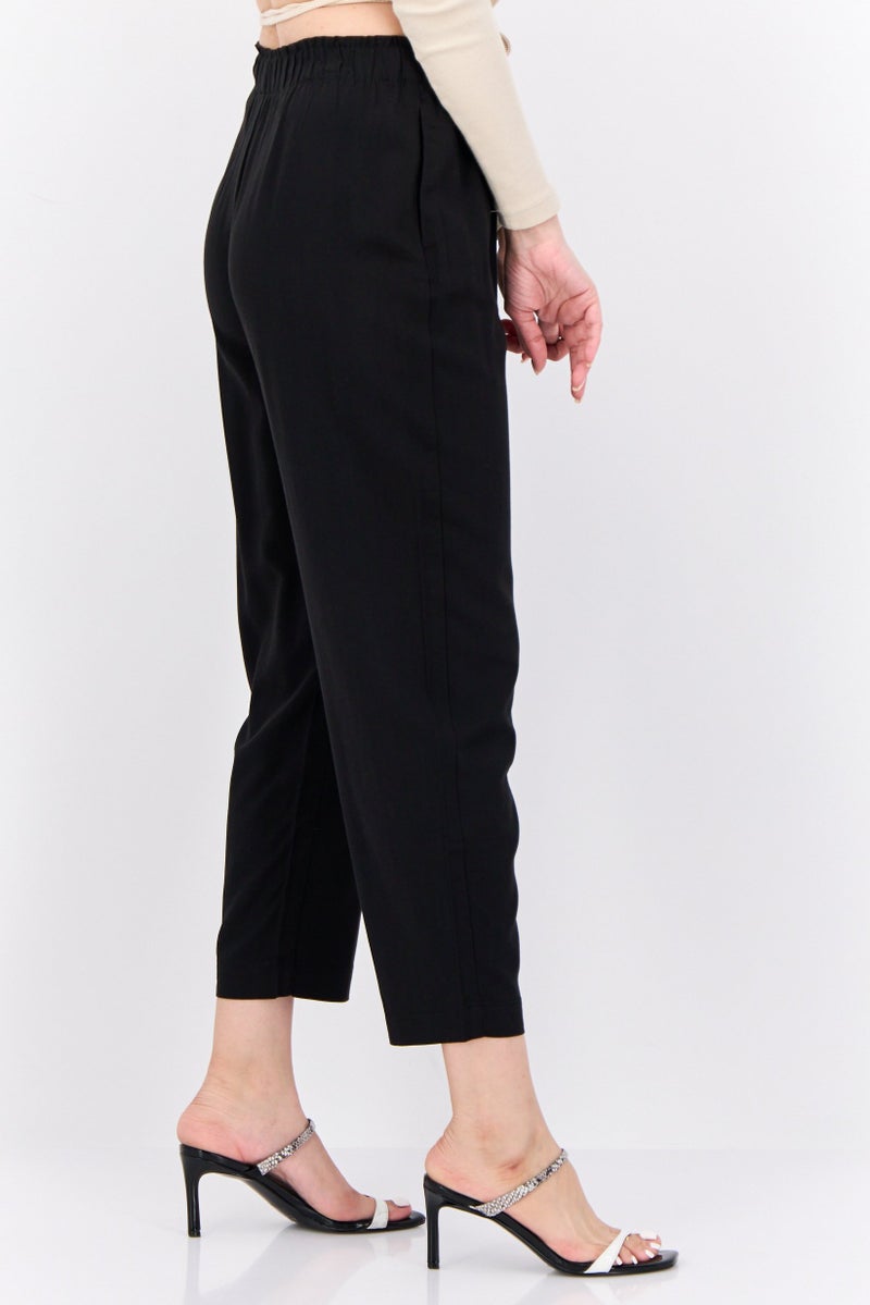 MANGO Women Regular Fit Plain Straight Leg Pants, Black - Image 2
