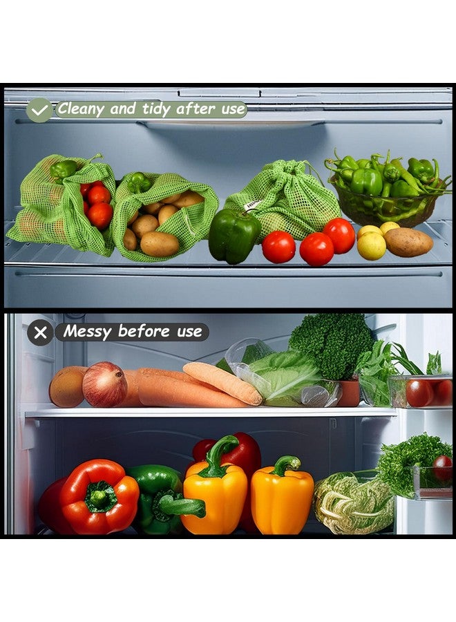GLAVISH 100% Cotton Set Of 6, Reusable Drawstring Fridge Storage Bags For Vegetables And Fruit, Multi-Purpose Eco-Friendly Cotton Mesh Net Bag For Freezer Organiser (2X Small, 2X Medium, 2X Large) - Image 5