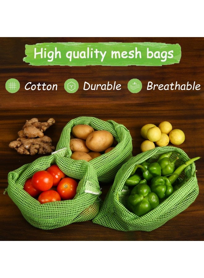 GLAVISH 100% Cotton Set Of 6, Reusable Drawstring Fridge Storage Bags For Vegetables And Fruit, Multi-Purpose Eco-Friendly Cotton Mesh Net Bag For Freezer Organiser (2X Small, 2X Medium, 2X Large) - Image 2