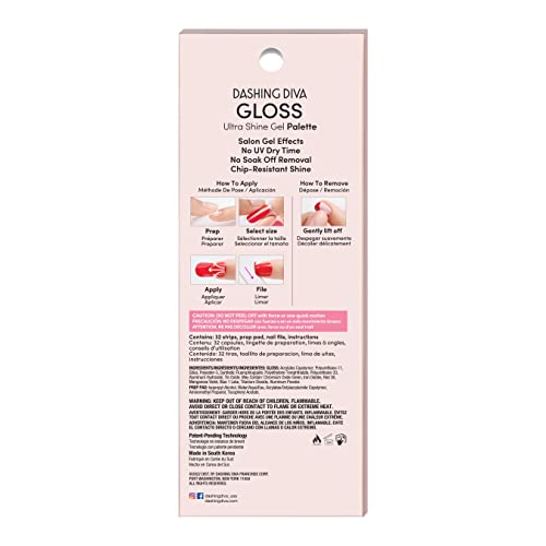 Dashing Diva Gloss Nail Strips - Wild Flower | UV Free, Long Lasting, Floral Nail Stickers with Pink Accent Nails | Contains 32 Nail Wraps, 1 Prep Pad, 1 Nail File - Image 2