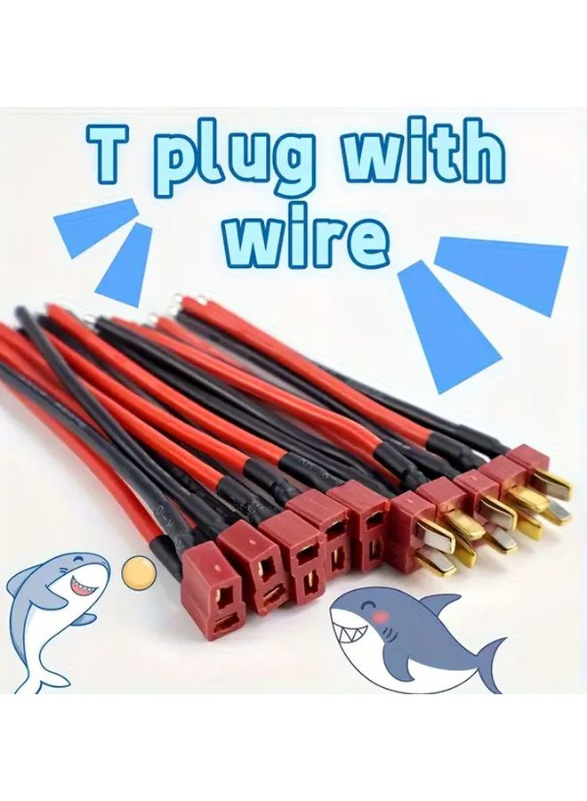 16AWG T Type Female Connector 5 Pcs Soft Silicone Wire Male Female Battery Charging Cables For RC Cars Drones Model Aircraft High Current Lithium Battery Wiring - Image 1