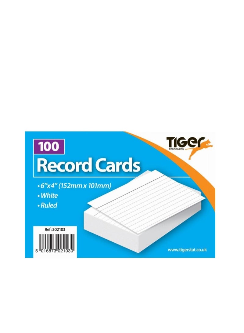 Tiger Stationary 100 Index Cards 6 x 4 - Image 1