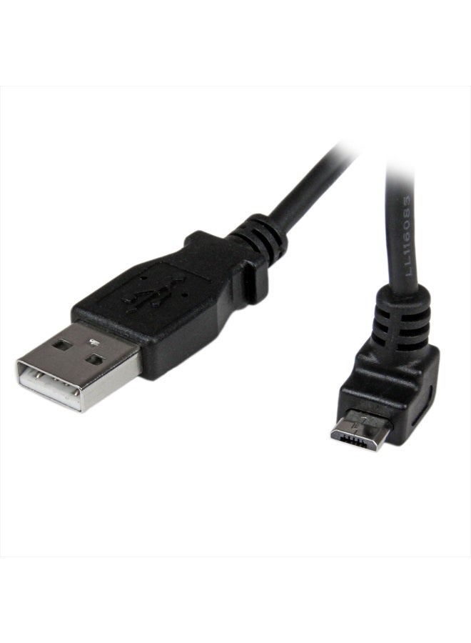 StarTech .com 1m Micro USB Cable Cord - A to Up Angle Micro B - Up Angled Micro USB Cable - 1x USB A (M), 1x USB Micro B (M) - Black (USBAUB1MU) - Image 1