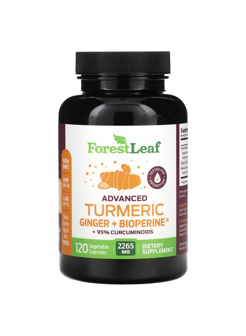 Advanced Turmeric Ginger + Bioperine, 120 Vegetable Capsules