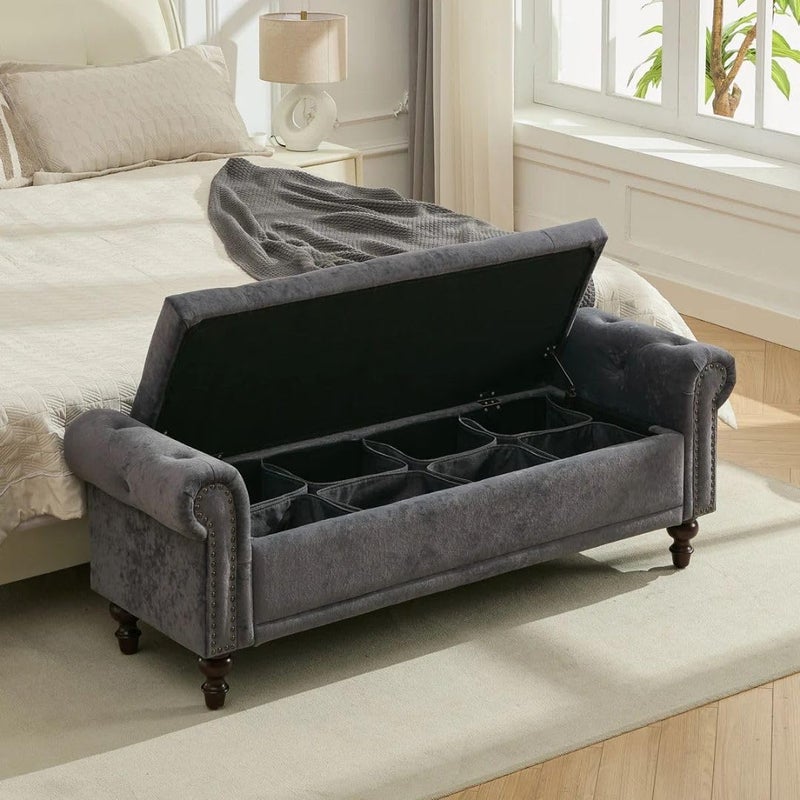 Comfynest مقعد تخزين مخملي حديث - Image 3