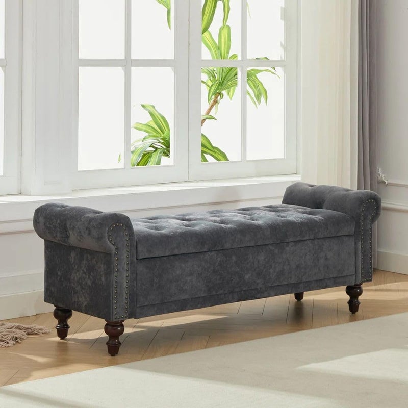 Comfynest مقعد تخزين مخملي حديث - Image 1