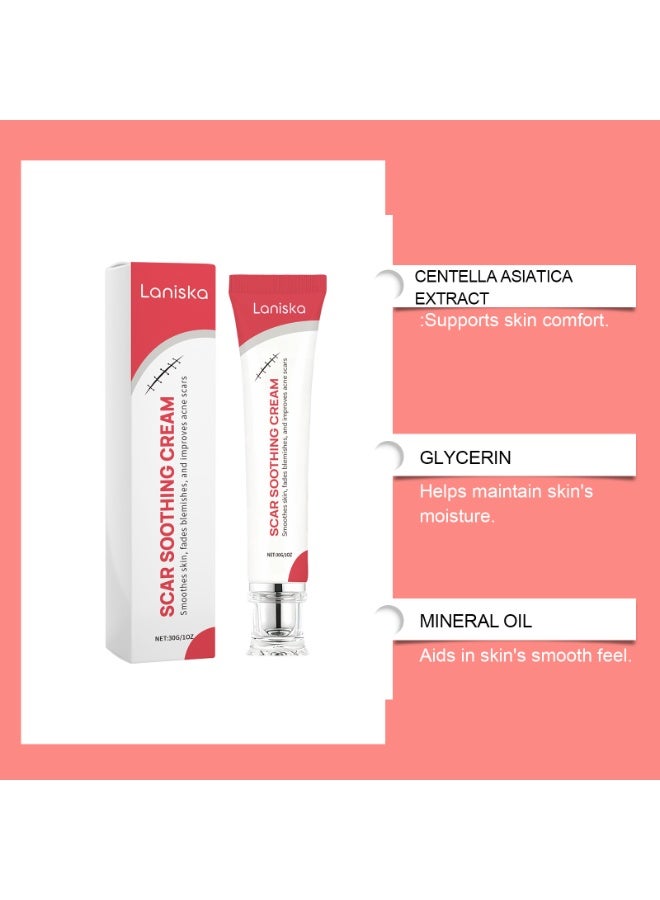 LANISKA Scar Soothing Cream, Advanced Scar Care for Acne Scars, C-Section Marks & Stretch Marks, Gentle Skin Repair Cream with Centella Asiatica, Non-Greasy Formula for All Skin Types, 30g - Image 3