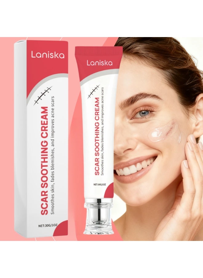 LANISKA Scar Soothing Cream, Advanced Scar Care for Acne Scars, C-Section Marks & Stretch Marks, Gentle Skin Repair Cream with Centella Asiatica, Non-Greasy Formula for All Skin Types, 30g - Image 1