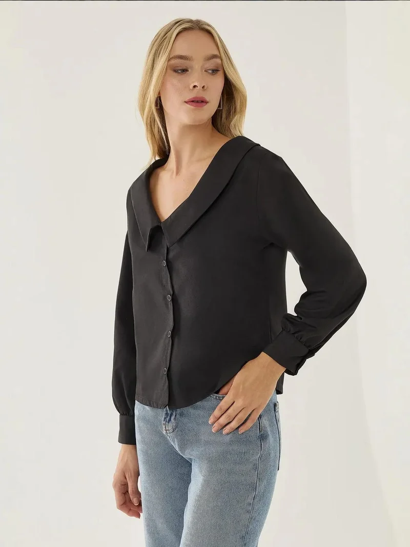 HICCUP Straight Fit Collar Detail Shirt