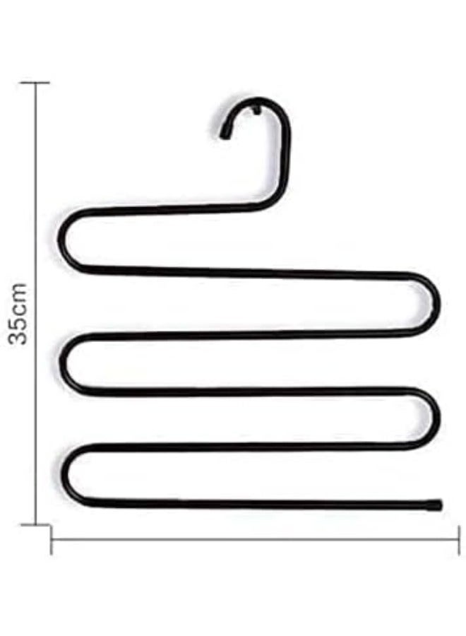 Multi pants hangers rack for closet organization,stainless steel s-shape 5 layer clothes hangers (Browen)  - Image 2