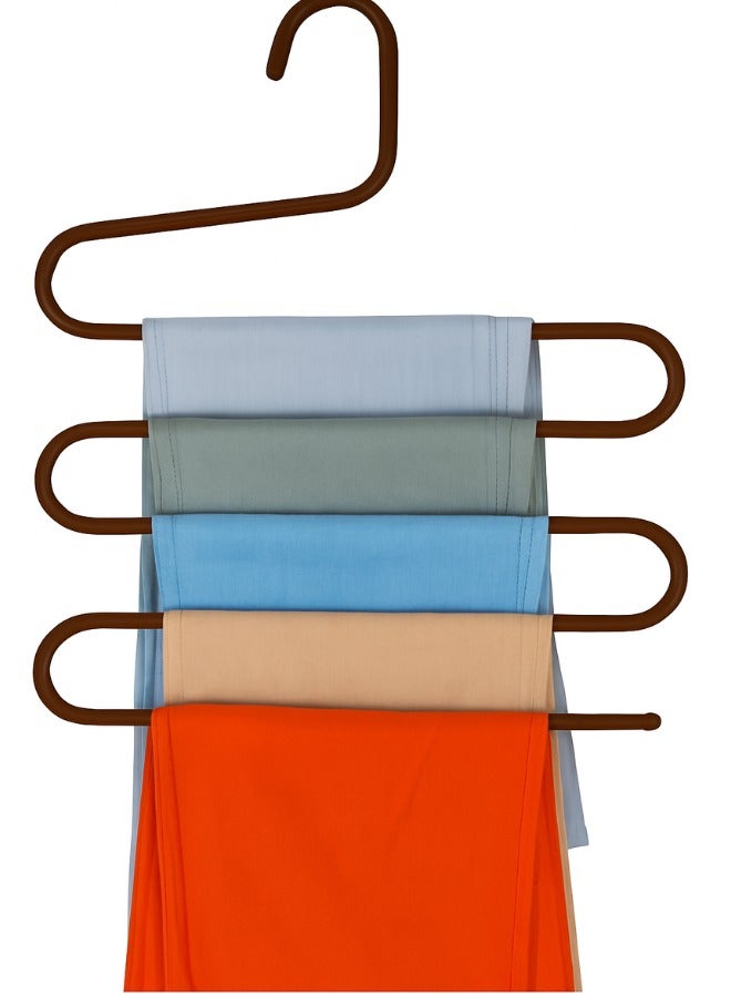 Multi pants hangers rack for closet organization,stainless steel s-shape 5 layer clothes hangers (Browen)  - Image 1
