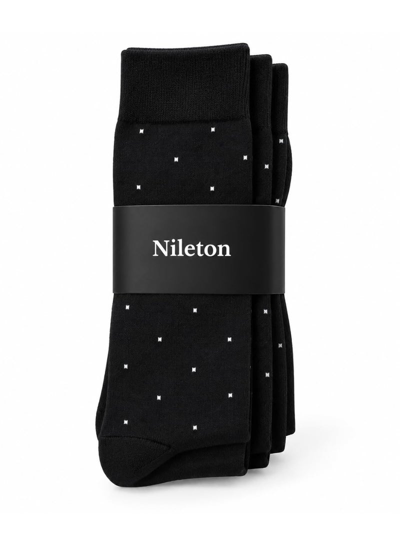 Nileton Men’s Classic Cotton Socks – Pack of 3 – Soft Breathable Mid-Calf Dress, Casual & Classic Socks for Men Everyday Wear - Image 2