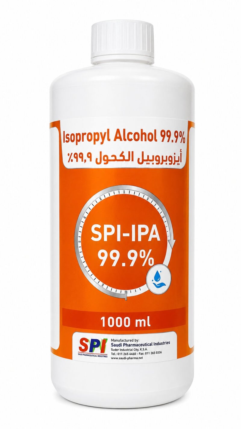 محلول كحول إيزوبروبيل SPI-IPA بتركيز 99.9%، سائل تعقيم وتطهير متعدد الأغراض عالي الجودة - 1000 مل