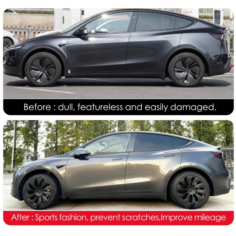 KAVANIC 4PCS Hubcaps Fits for Tesla Model Y Juniper 2025 2026 (RWD/AWD), Aerodynamic Design, for Model Y Juniper Wheel Covers 19inch for 19" Crossflow Wheels Easy Snap-On Installation, Matte Black - Image 5