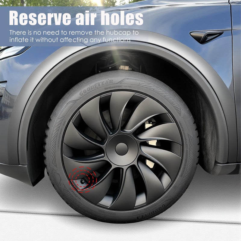 KAVANIC 4PCS Hubcaps Fits for Tesla Model Y Juniper 2025 2026 (RWD/AWD), Aerodynamic Design, for Model Y Juniper Wheel Covers 19inch for 19" Crossflow Wheels Easy Snap-On Installation, Matte Black - Image 4