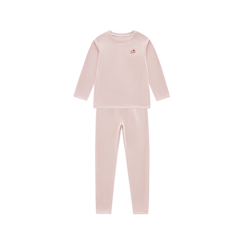 Labi Baby Kids Thermal Moisture-Wicking Warm Homewear Set Autumn Winter Underwear Rose Red 150