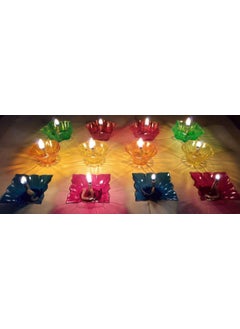 Primelife Primelife Creation Plastic Shadow Decor Floating Rangoli Diya Multicolour Set of 12 Pieces  - Image 1