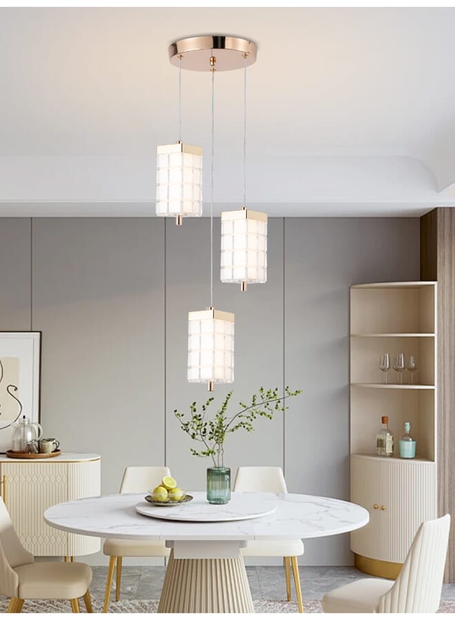 بيست باور ثريا LED عصرية موديل 9896-3 – ثلاث مصابيح معلقة | 30 واط | سلك قابل للتعديل بطول 100 سم | 3 أوضاع إضاءة | إضاءة سقفية فاخرة - Image 1