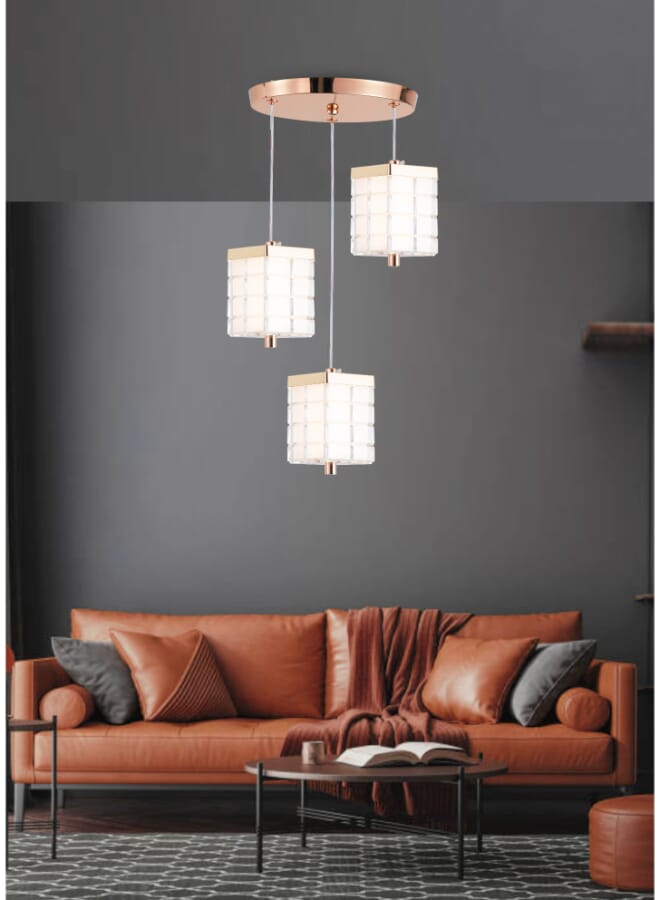 بيست باور ثريا LED عصرية موديل 9896-3 – ثلاث مصابيح معلقة | 30 واط | سلك قابل للتعديل بطول 100 سم | 3 أوضاع إضاءة | إضاءة سقفية فاخرة - Image 2