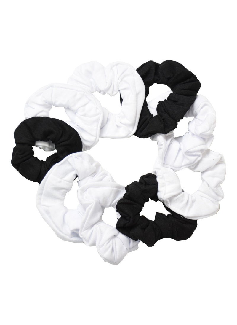 Motique Accessories 9 Pack Scrunchies Hair Ties 6 White 3 Black 